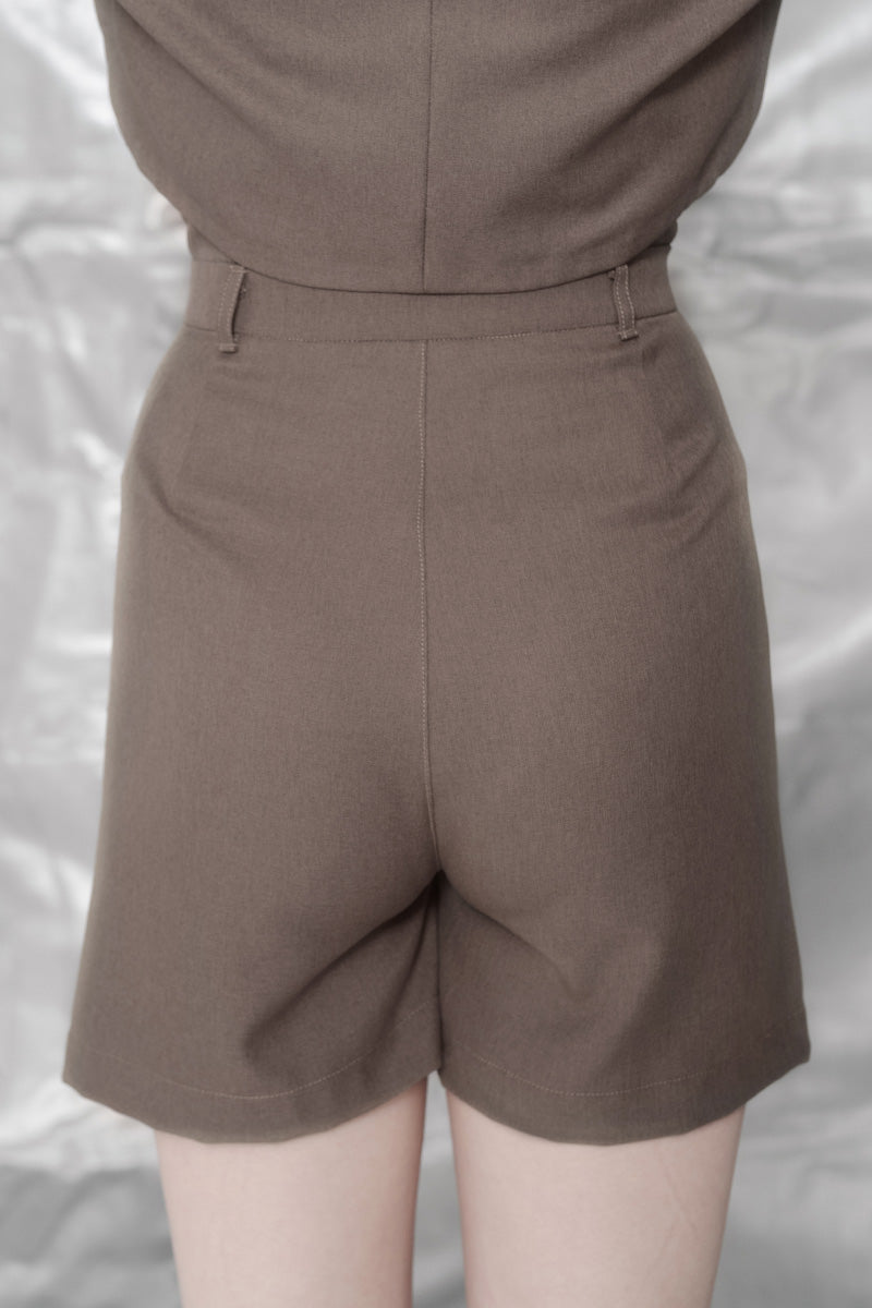 Zipper Skort In Dark Khaki