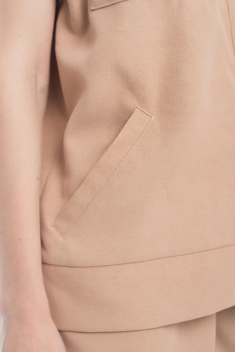 Cap-Sleeved Utility Top In Camel