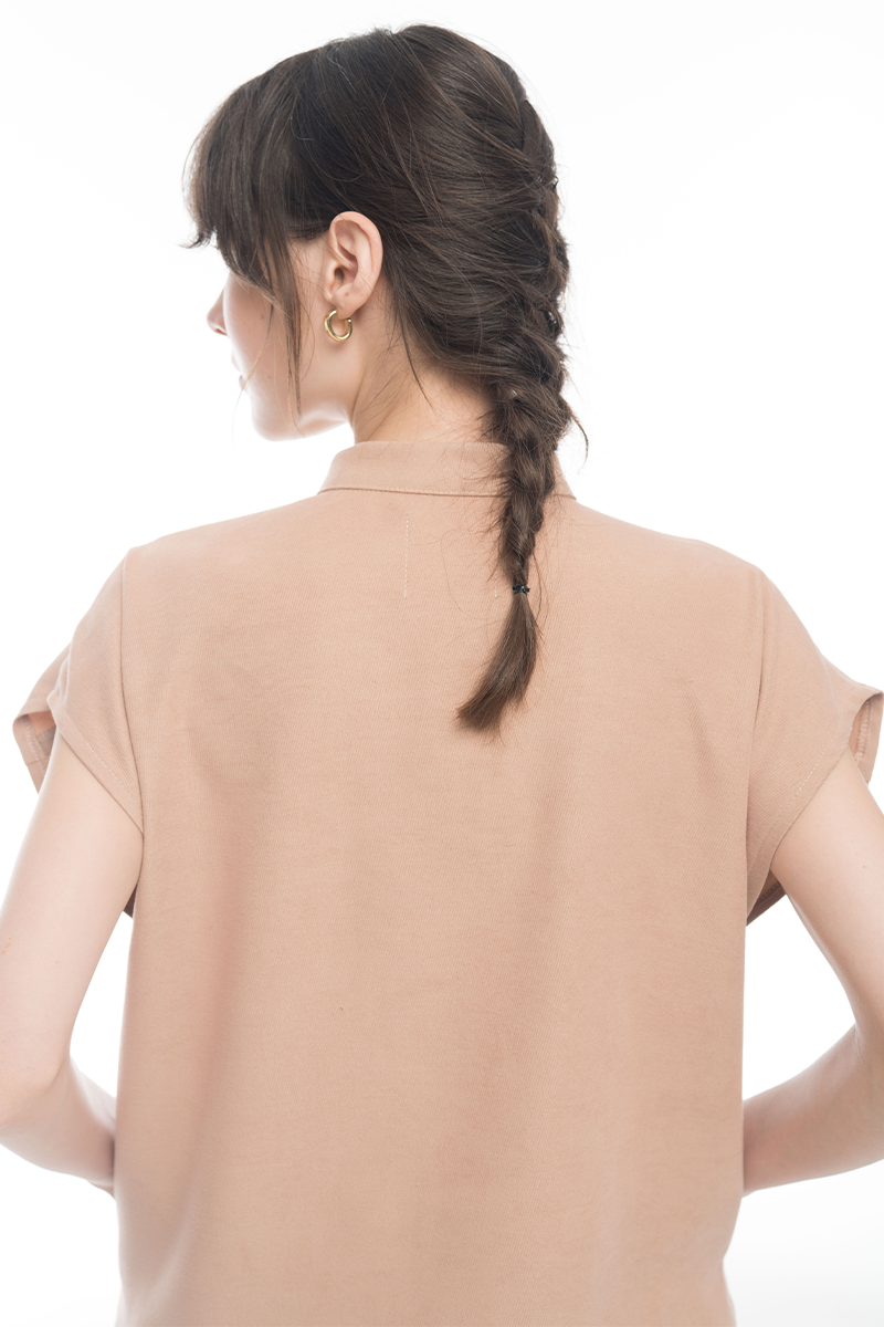 Cap-Sleeved Utility Top In Camel