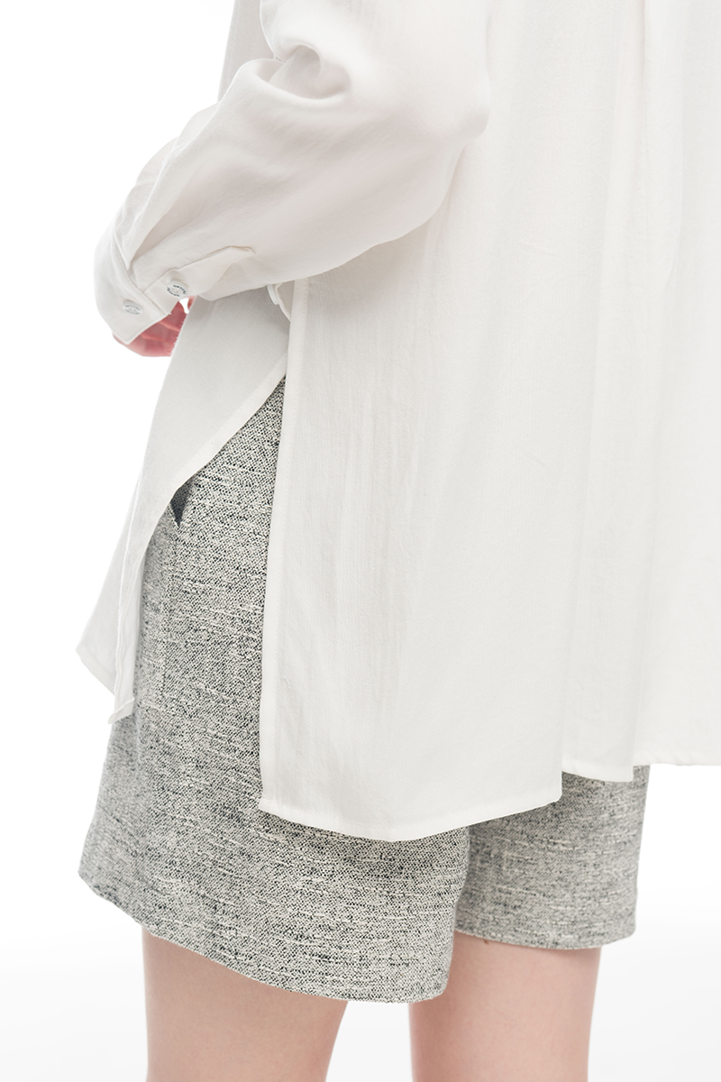Cross-Button Shirt In White