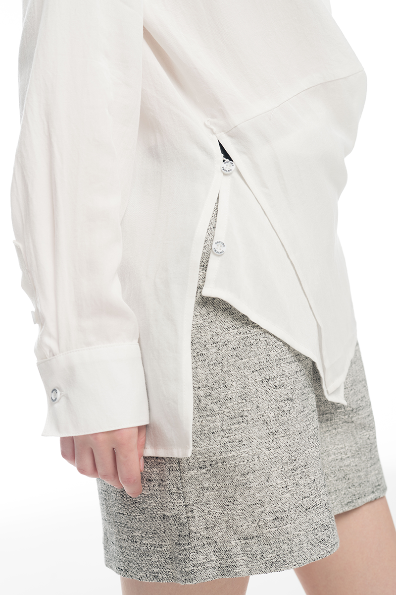 Cross-Button Shirt In White