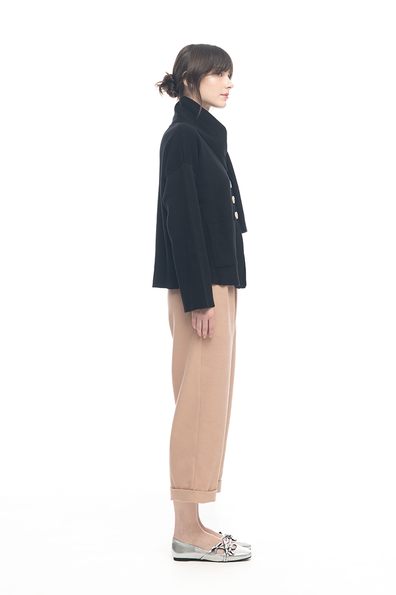 Knitted Top With Detachable Shawl In Black