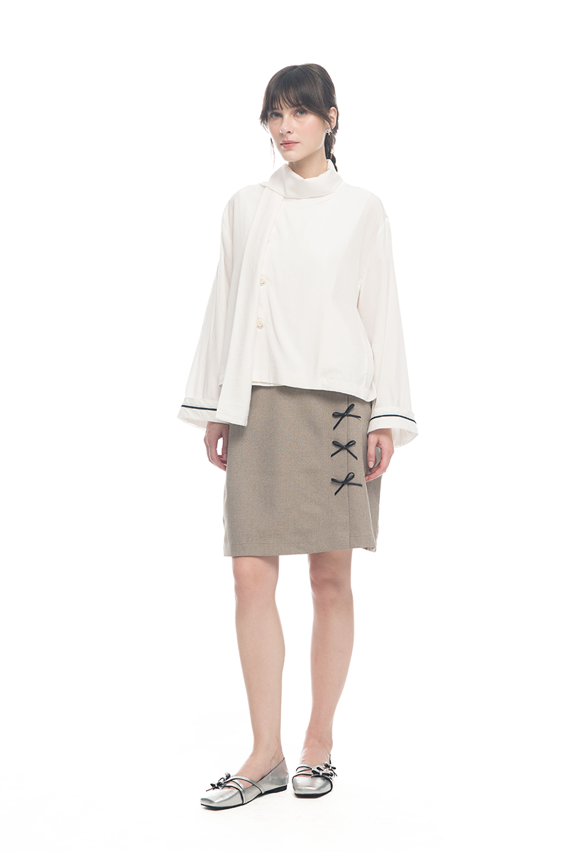 Scarf-Neck Blouse In White