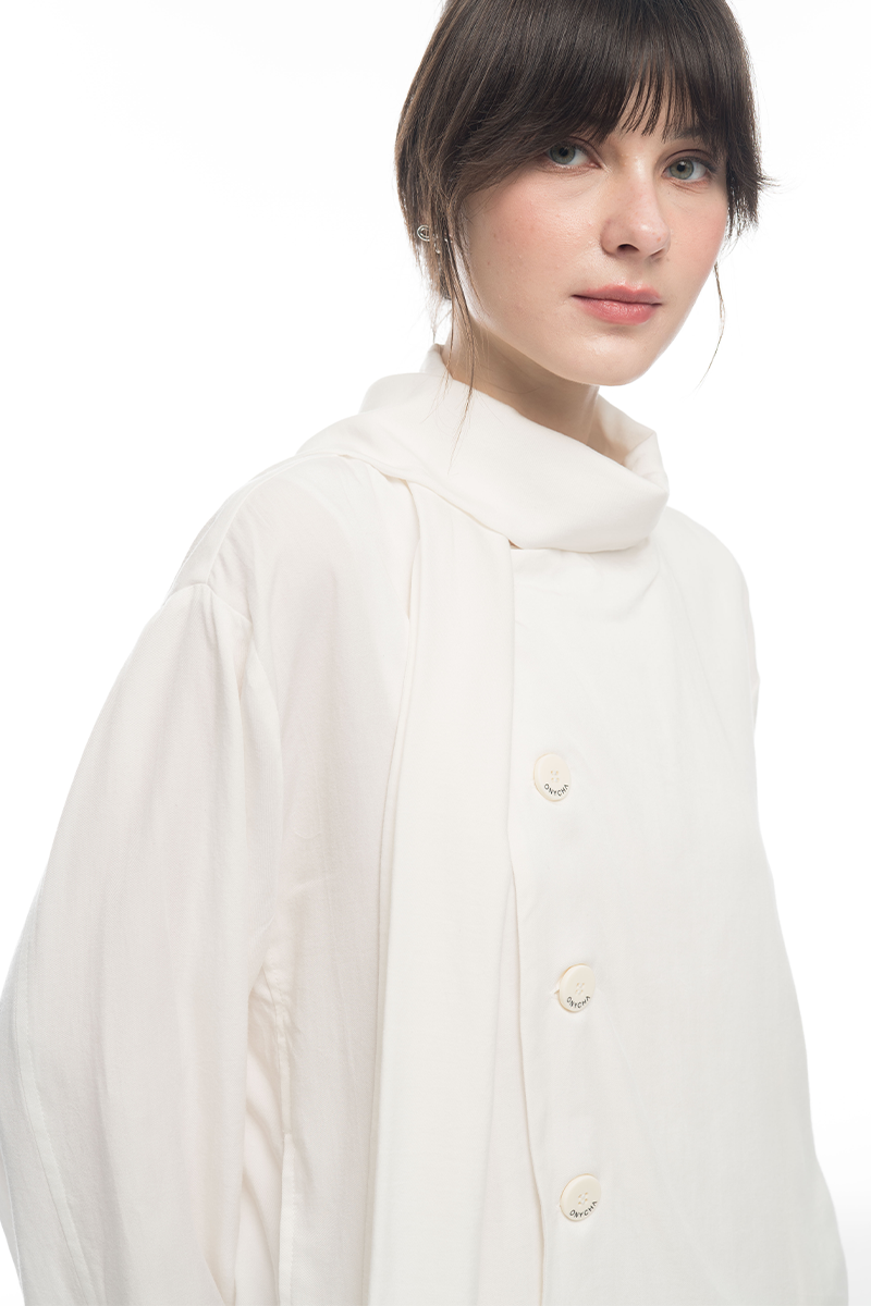 Scarf-Neck Blouse In White