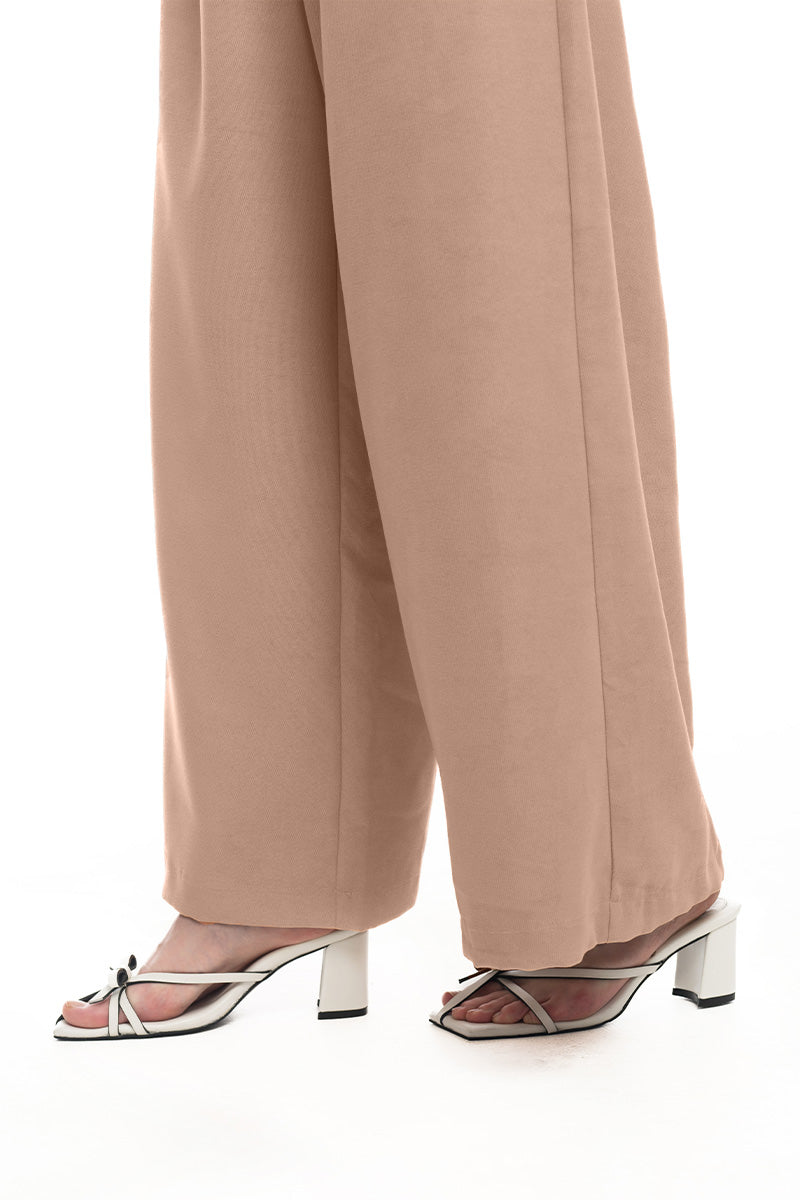 Bow Belt Wide Leg Pants In Camel