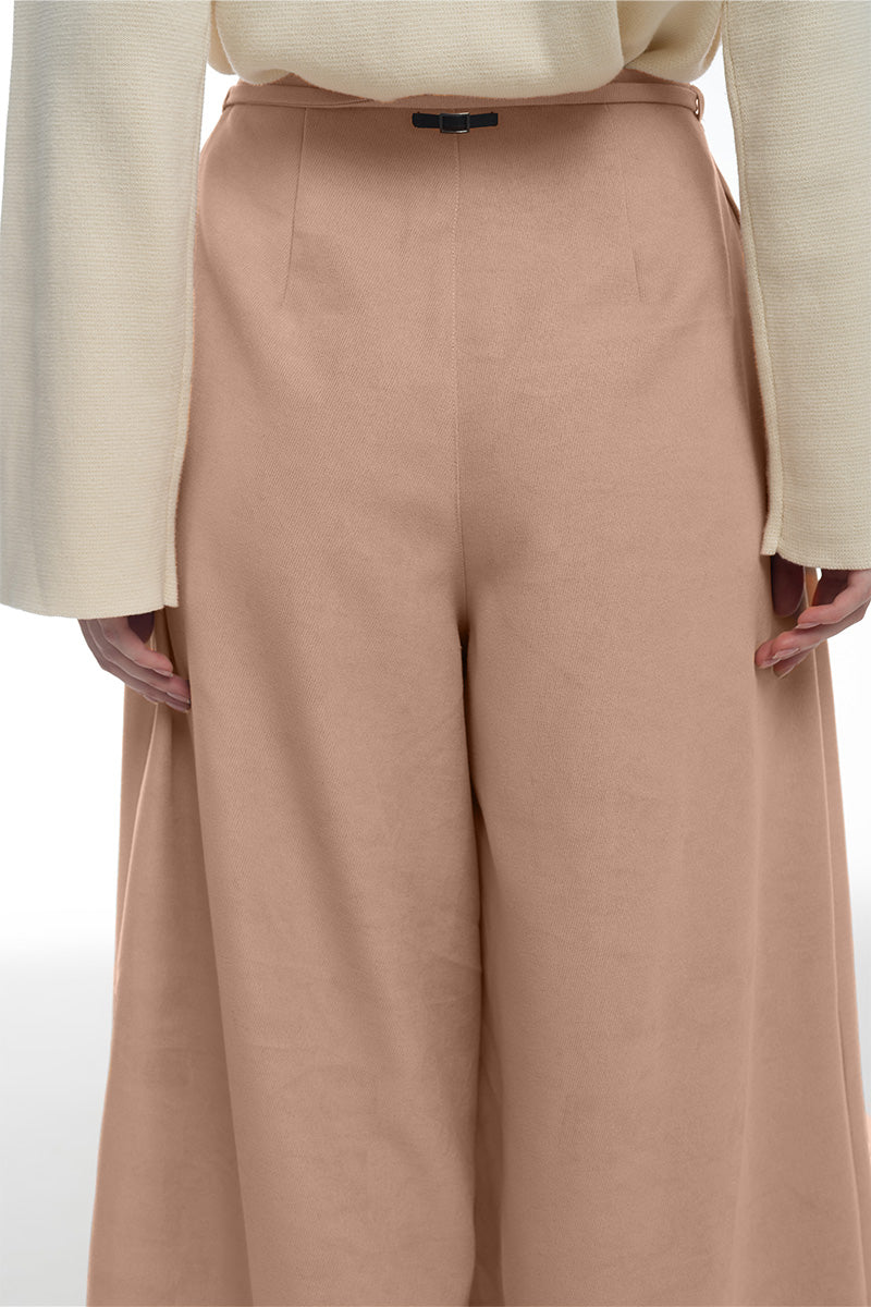 Bow Belt Wide Leg Pants In Camel