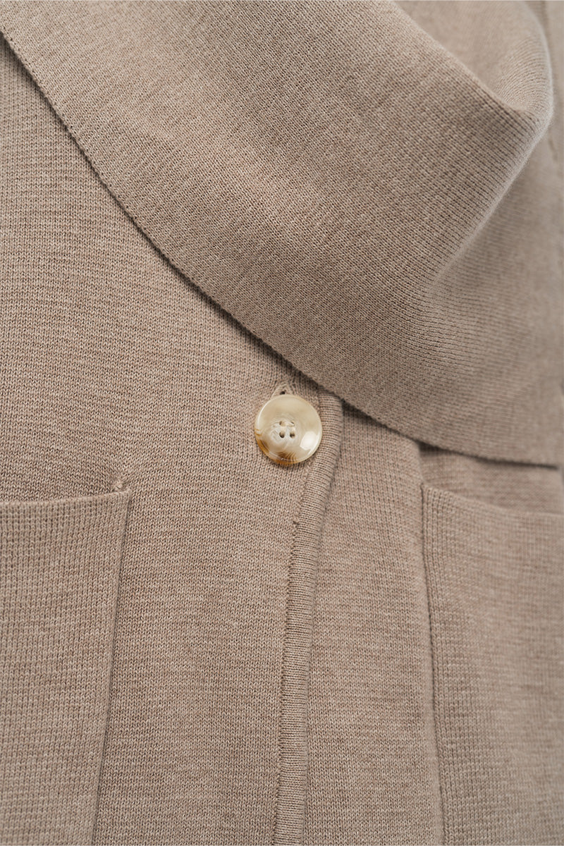 Knitted Top With Detachable Shawl In Latte Brown