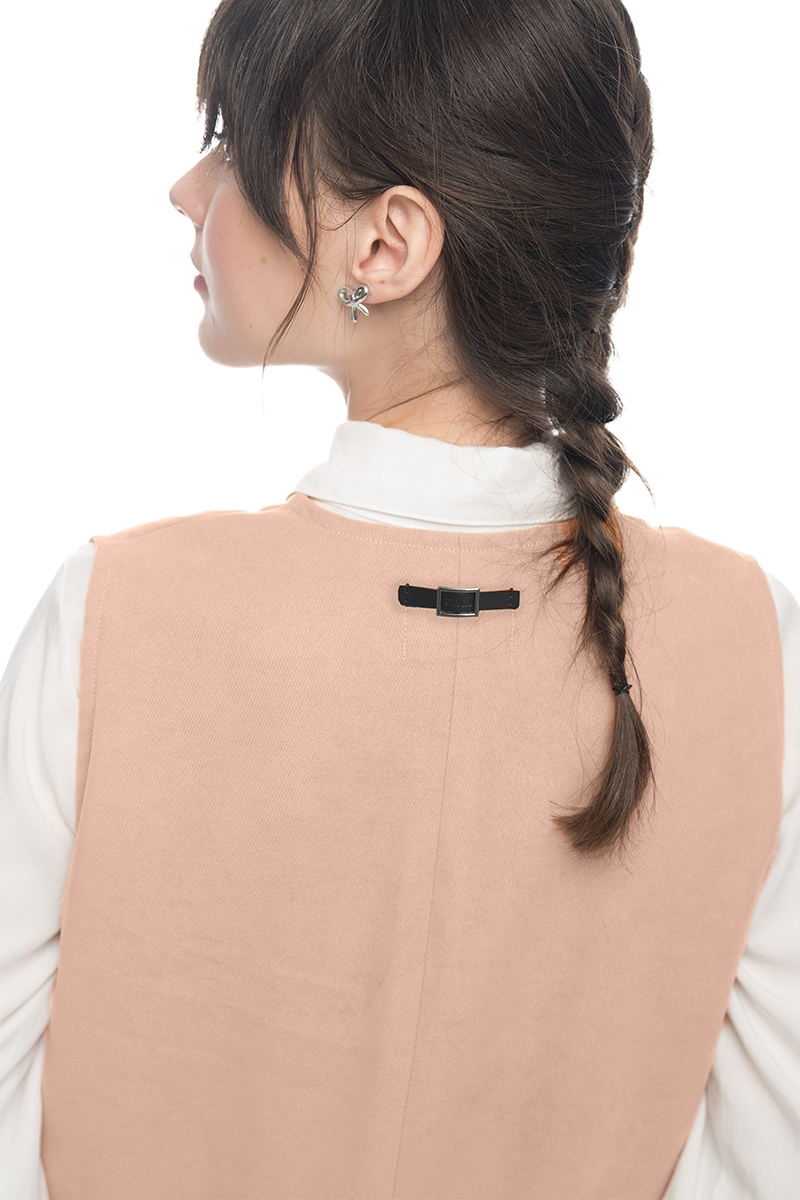 Lace-Up Ribbon Dress In Camel