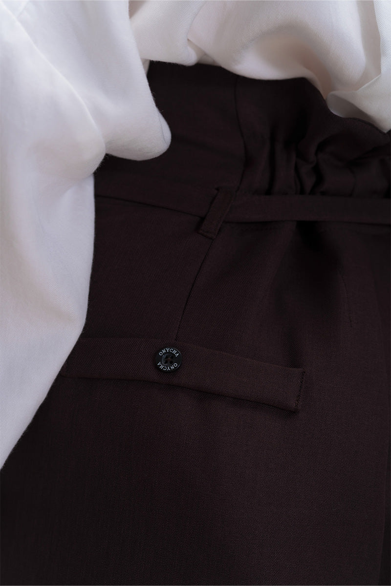 Asymmetric Wrap Wide Leg Pants In Dark Brown