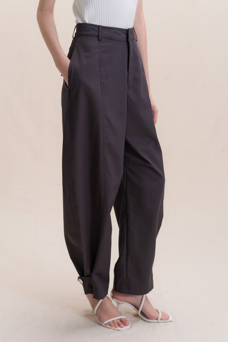 Barrel Pants With Ankle Button Details In Graphite