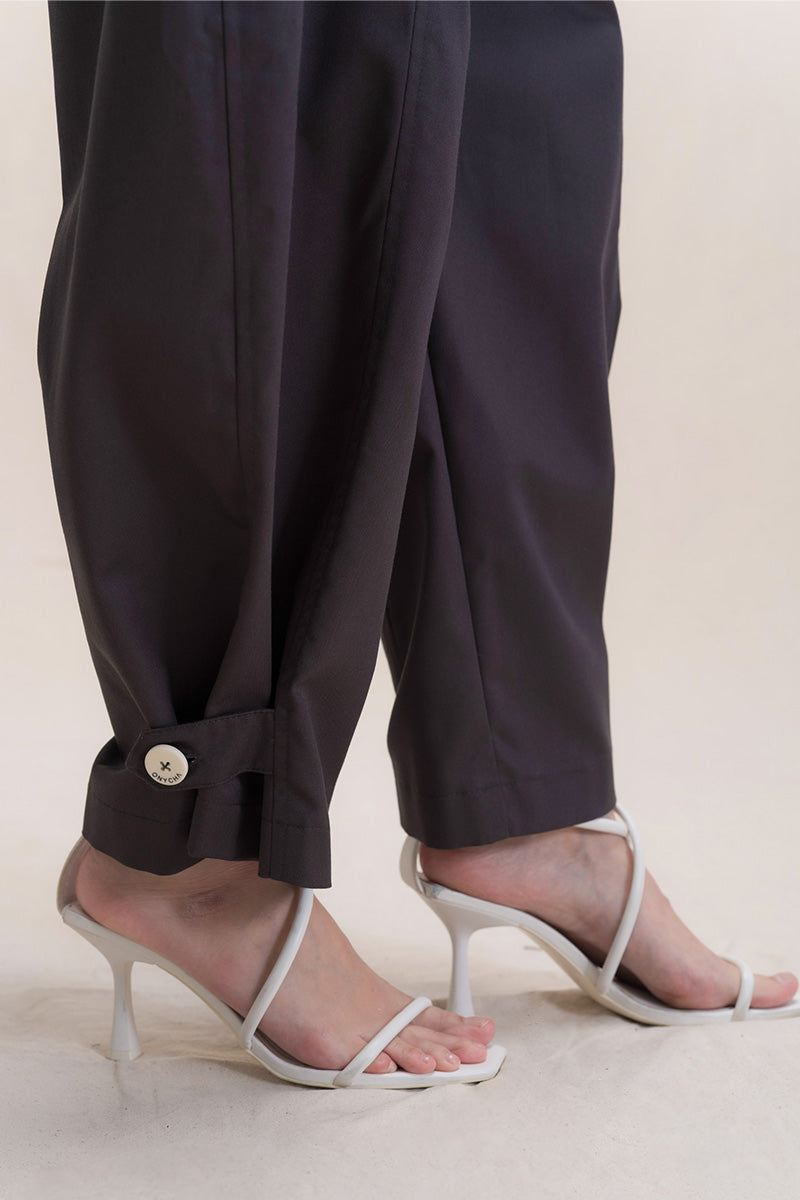 Barrel Pants With Ankle Button Details In Graphite