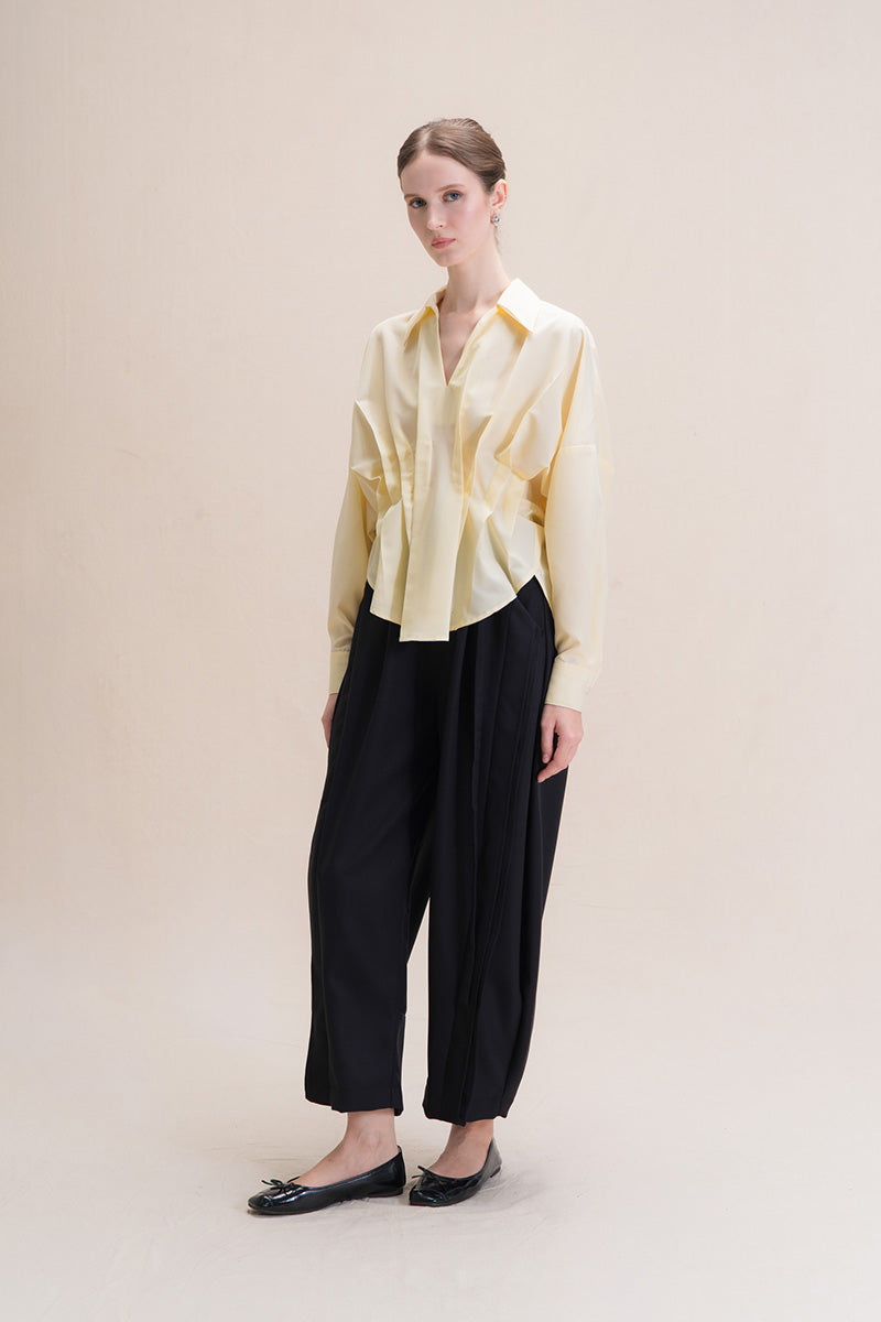 Pleated Shirt In Buttercream