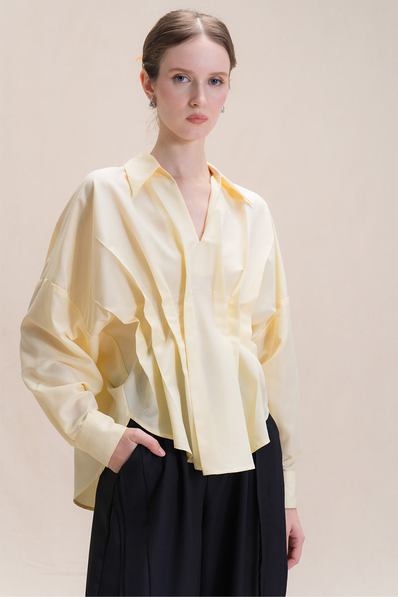 Pleated Shirt In Buttercream