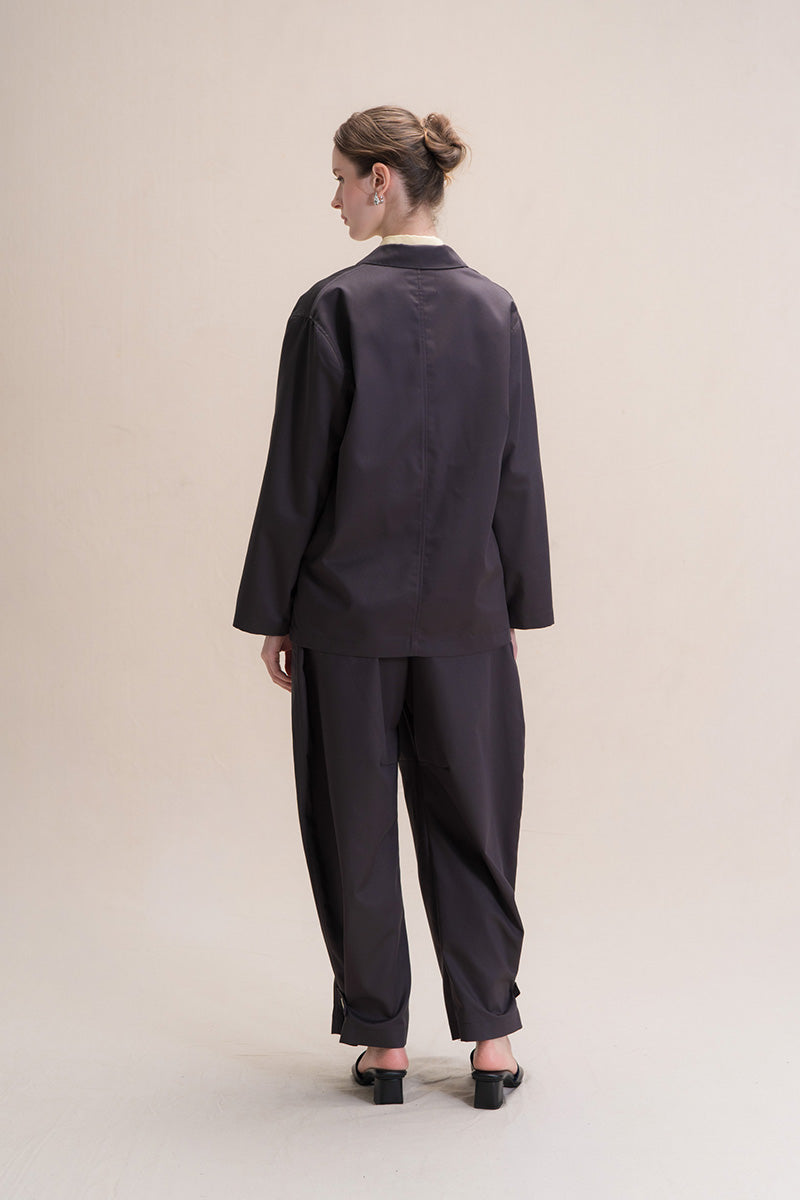 Relaxed Fit Blazer With Statement Buttons In Graphite