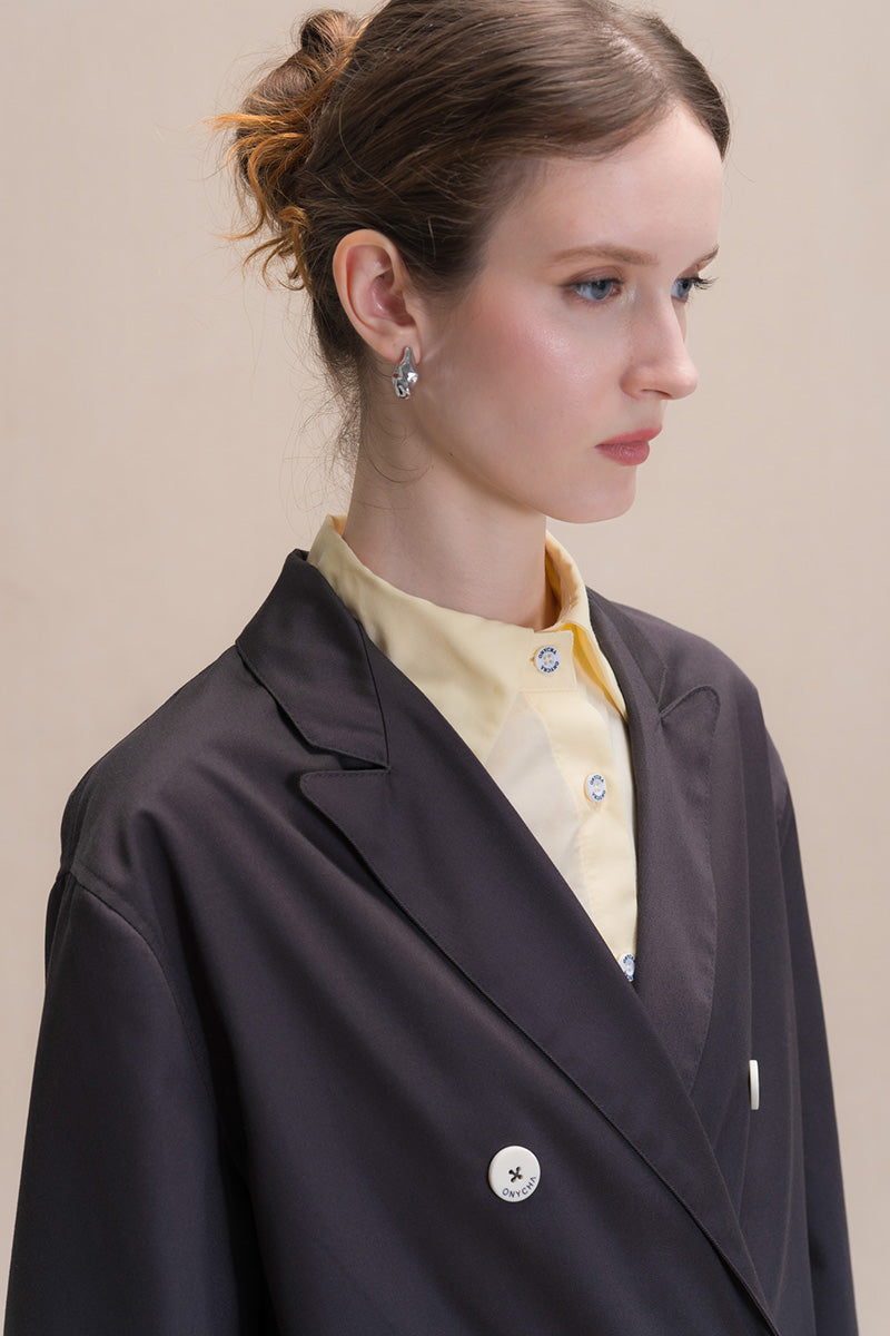 Relaxed Fit Blazer With Statement Buttons In Graphite