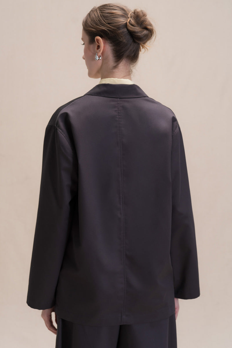Relaxed Fit Blazer With Statement Buttons In Graphite