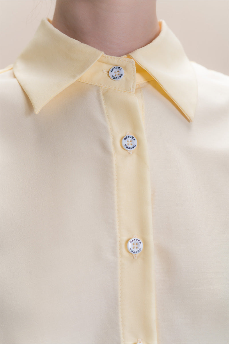 Shirt With Back Ties In Buttercream