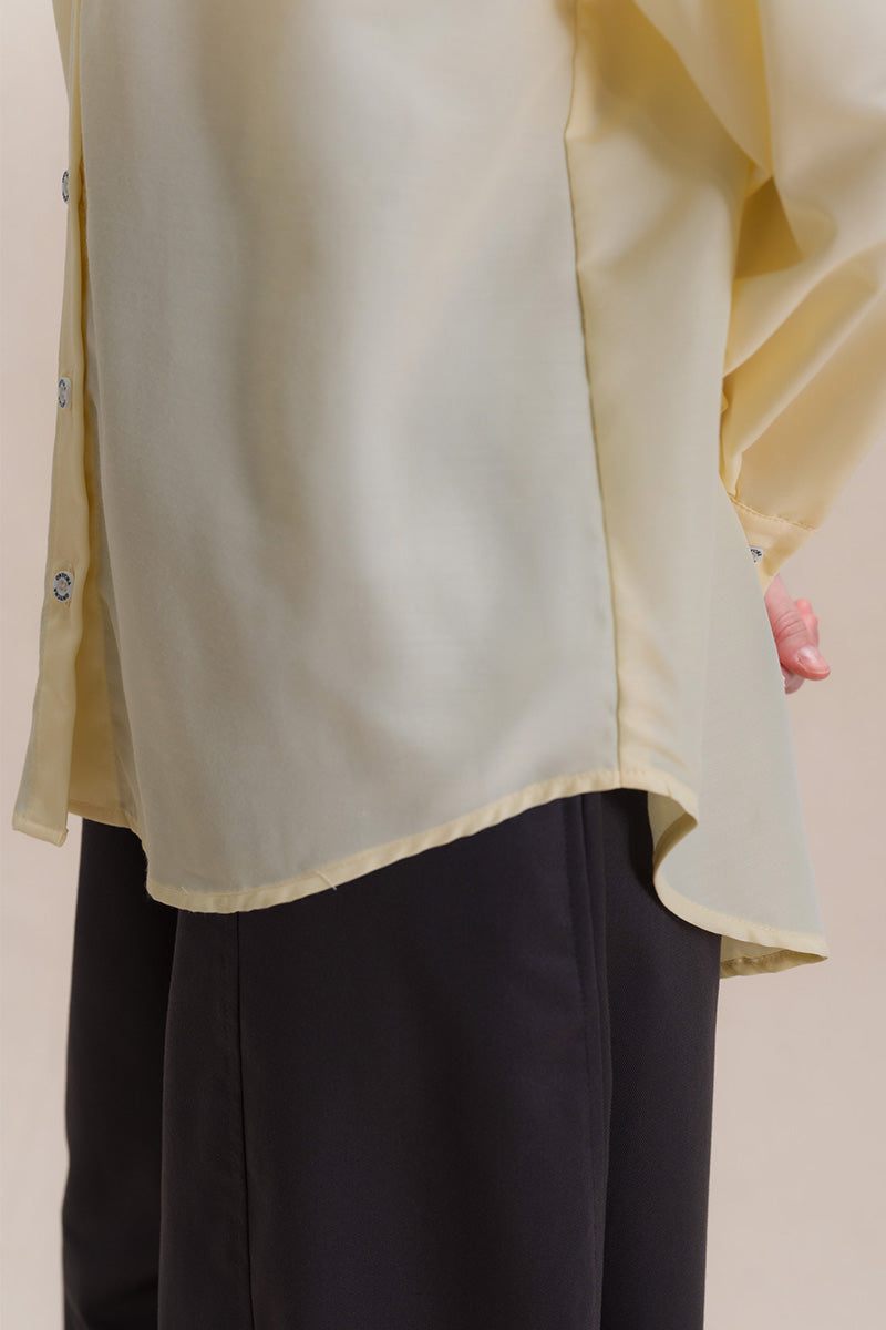 Shirt With Back Ties In Buttercream