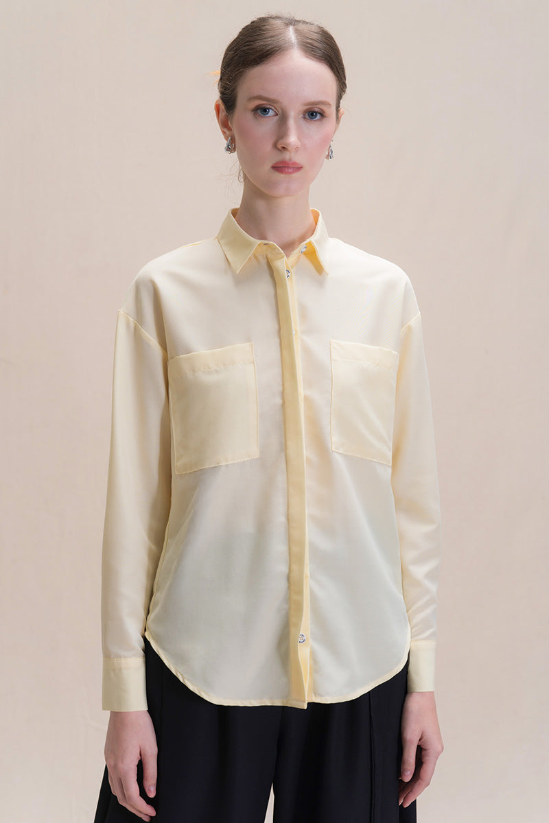 Shirt With Twisted Back Detail In Buttercream