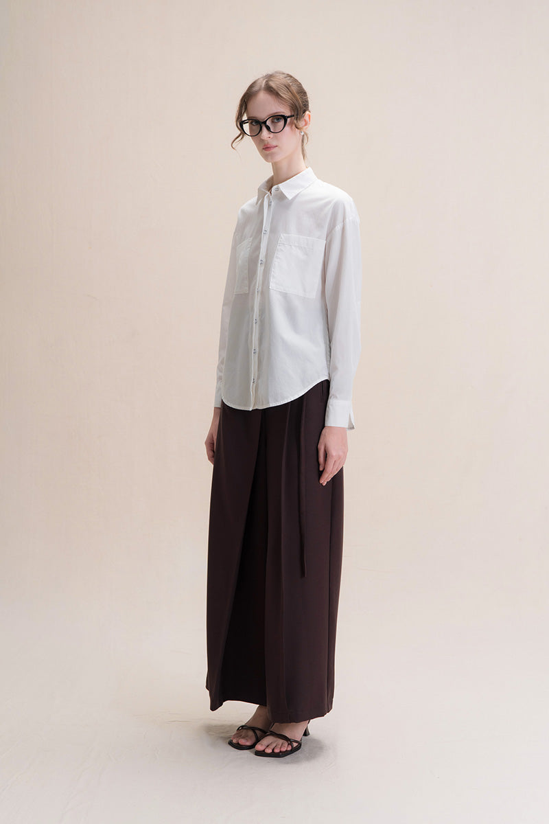 Shirt With Twisted Back Detail In White Tencel