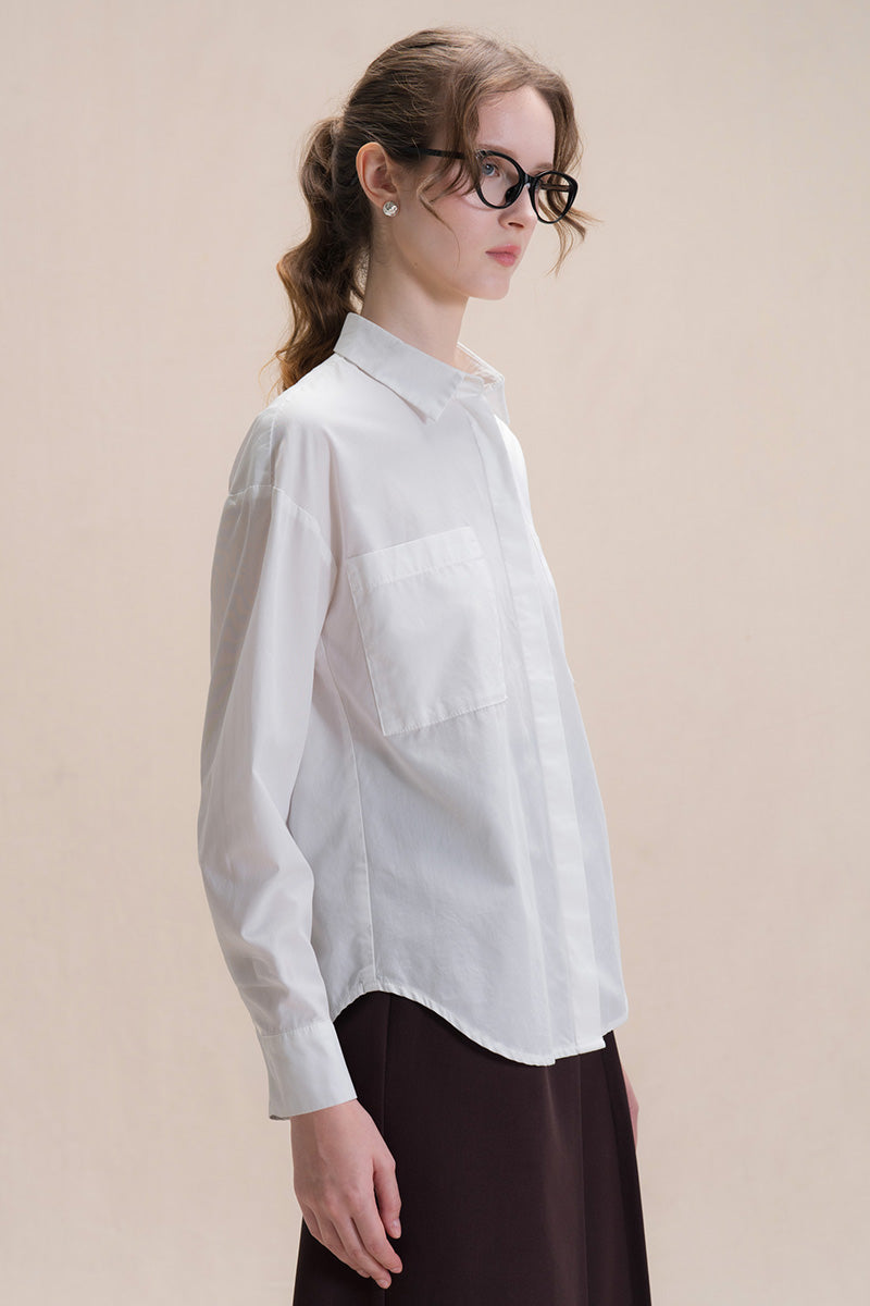 Shirt With Twisted Back Detail In White Tencel