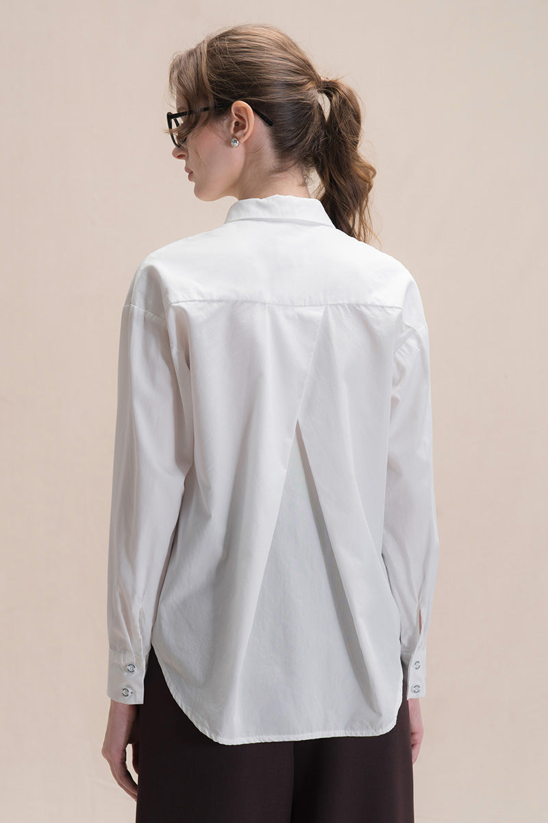 Shirt With Twisted Back Detail In White Tencel