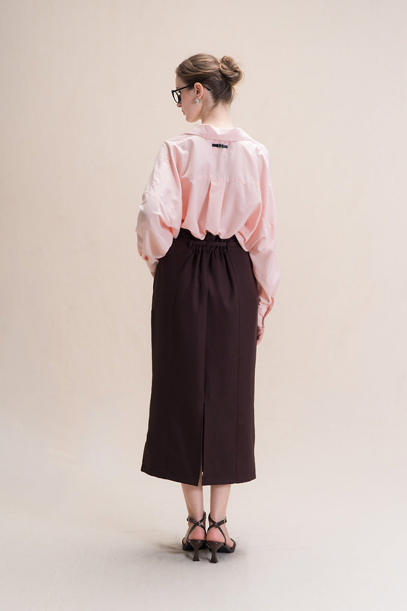 Asymmetric Wrap Midi Skirt In Dark Brown