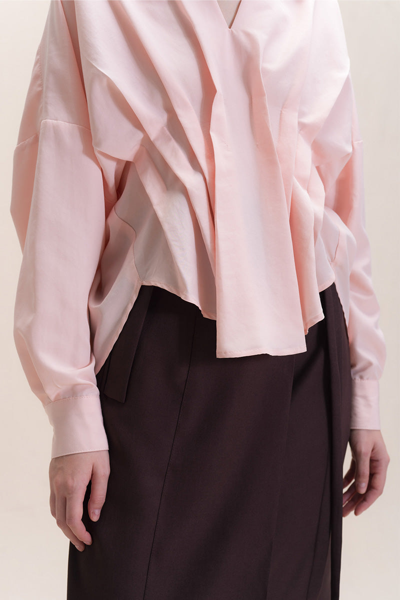 Pleated Shirt In Peach Pink