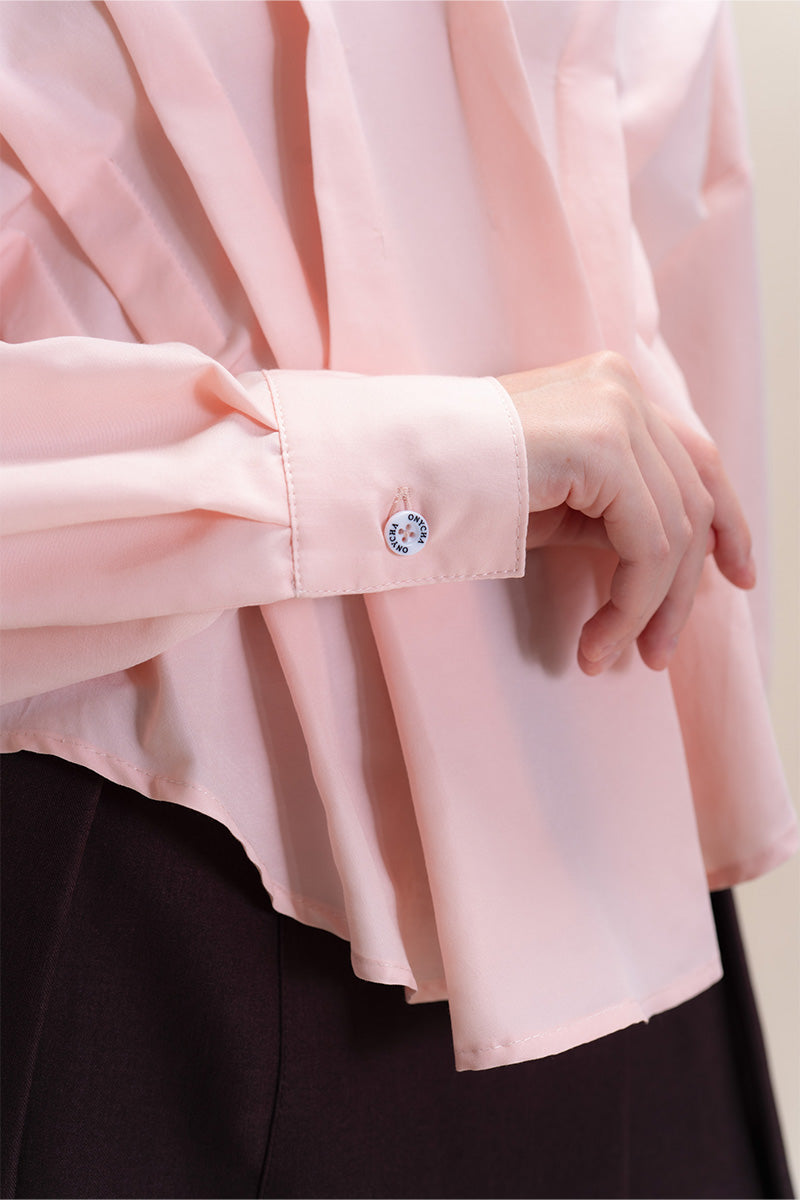 Pleated Shirt In Peach Pink