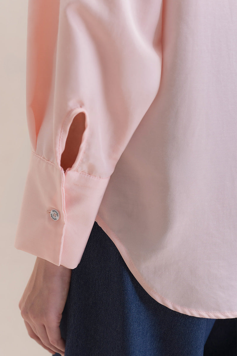 Shirt With Asymmetric Buttons In Peach Pink