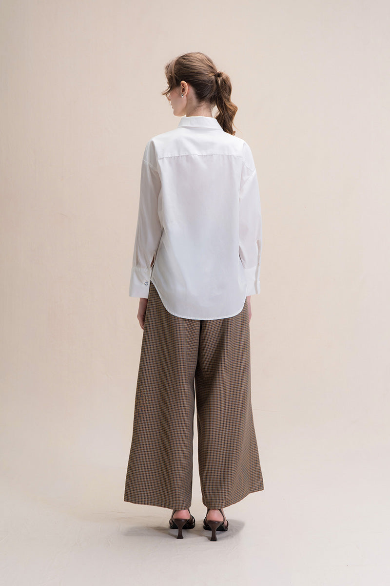 Shirt With Asymmetric Buttons In White Tencel