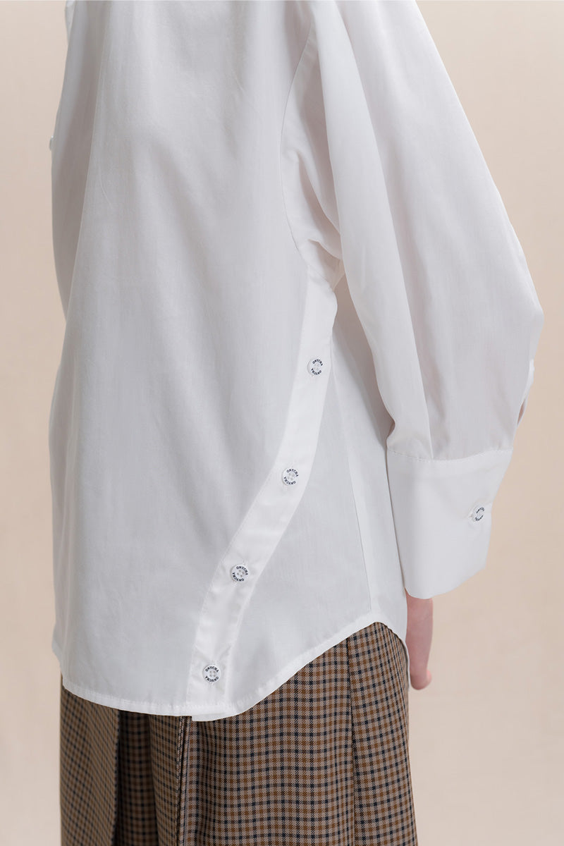 Shirt With Asymmetric Buttons In White Tencel