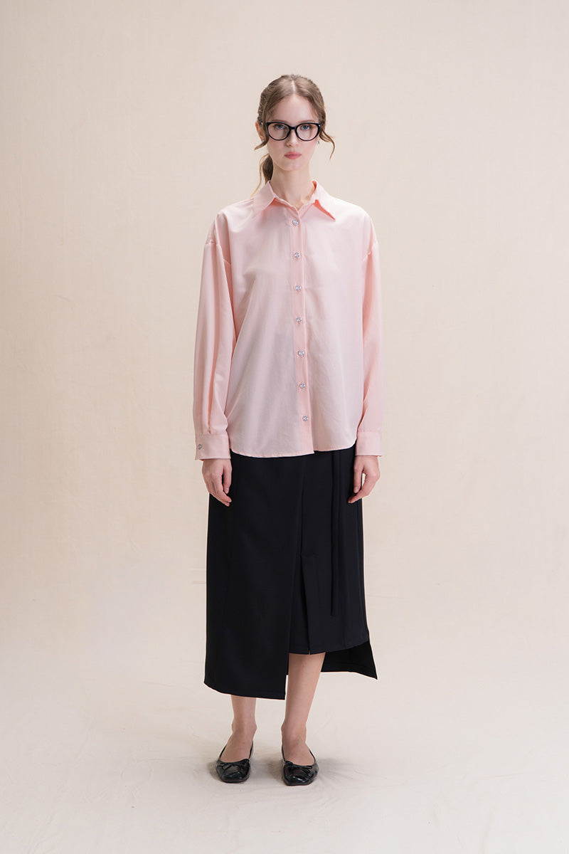 Shirt With Back Ties In Peach Pink