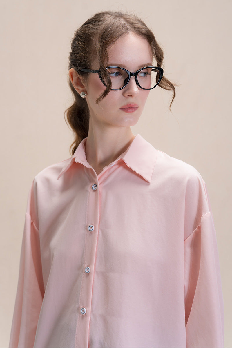 Shirt With Back Ties In Peach Pink