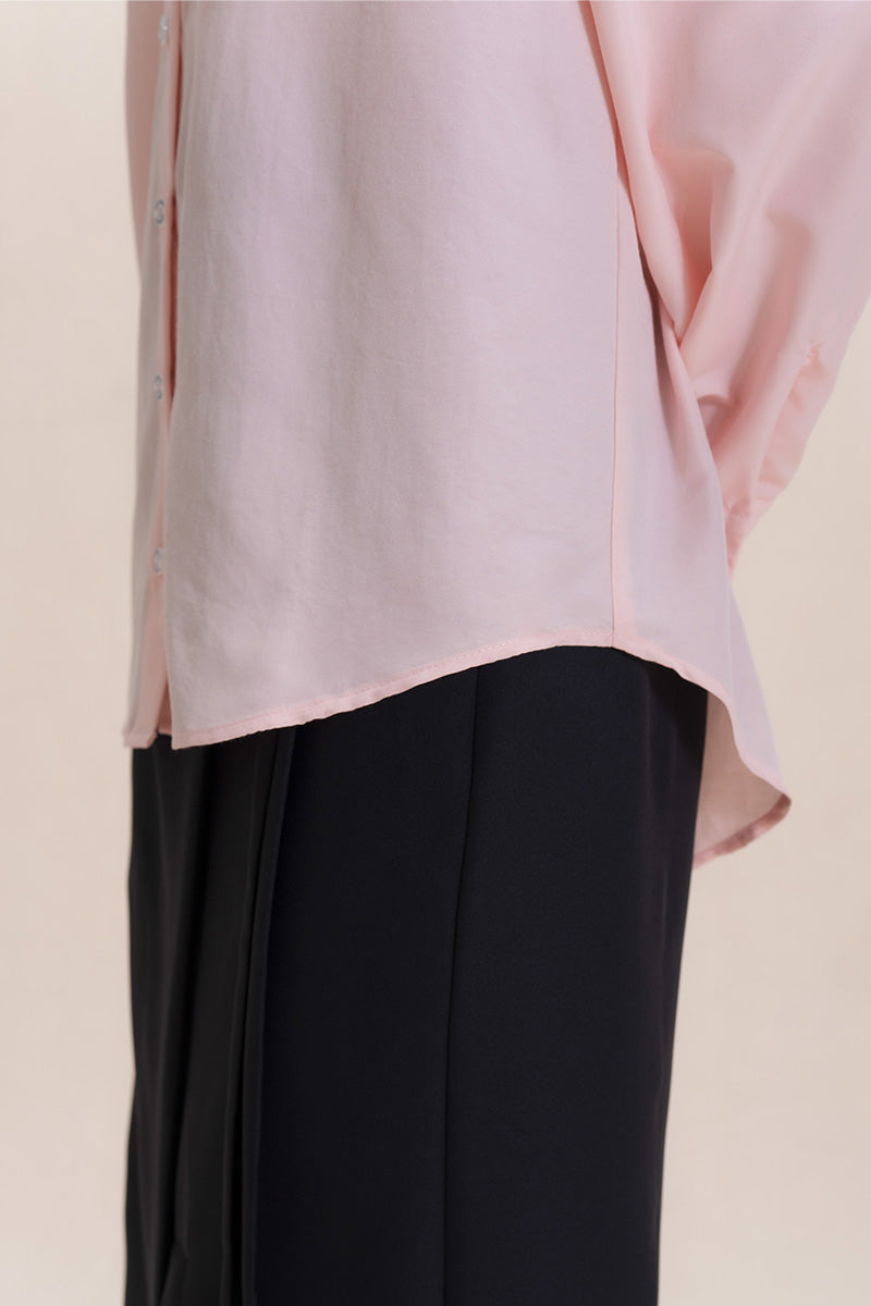 Shirt With Back Ties In Peach Pink