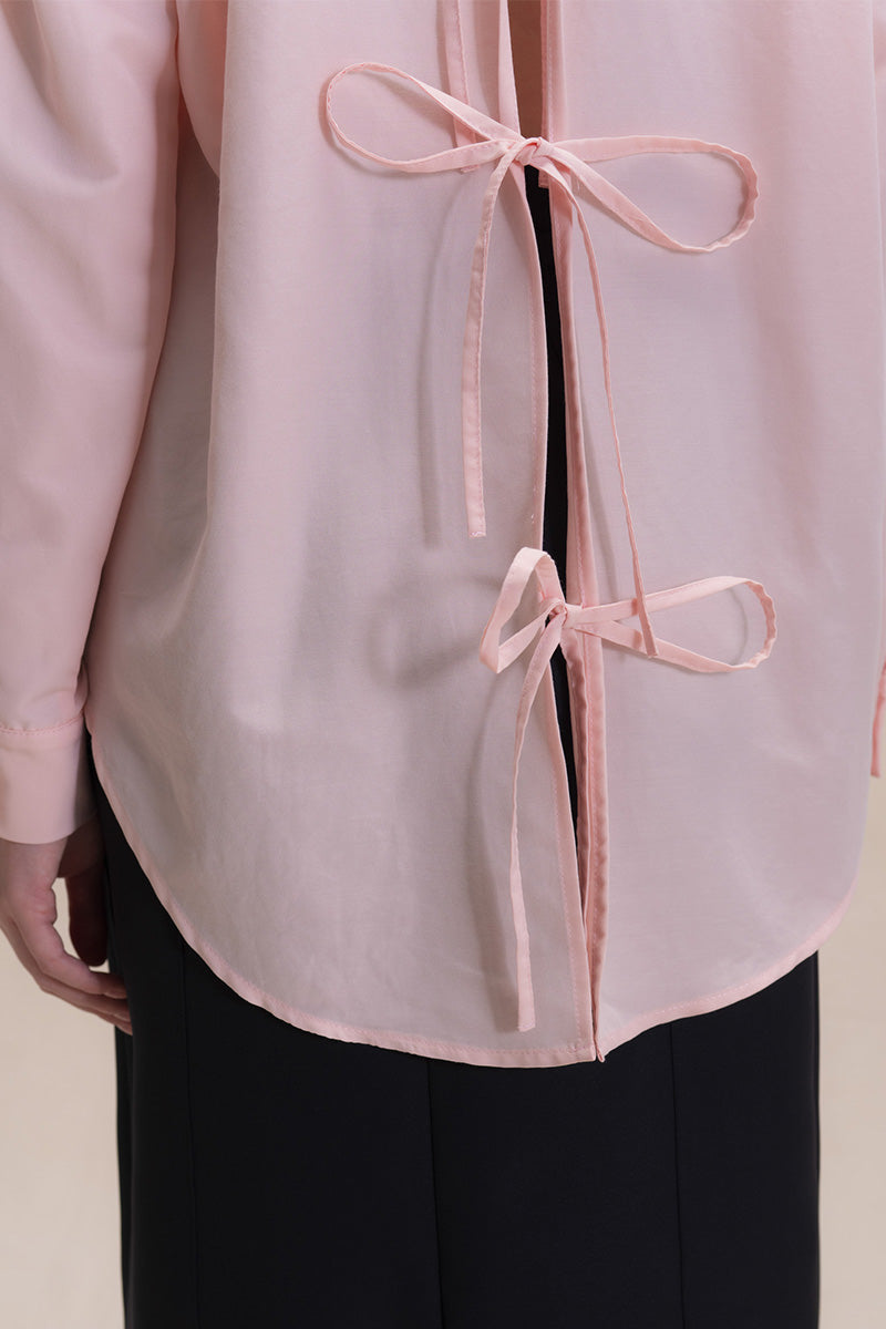 Shirt With Back Ties In Peach Pink