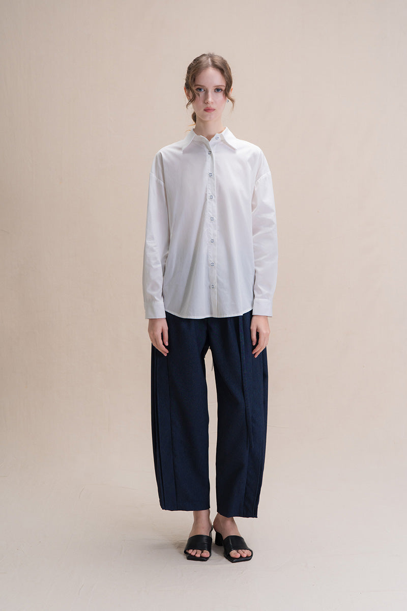 Shirt With Back Ties In White Tencel