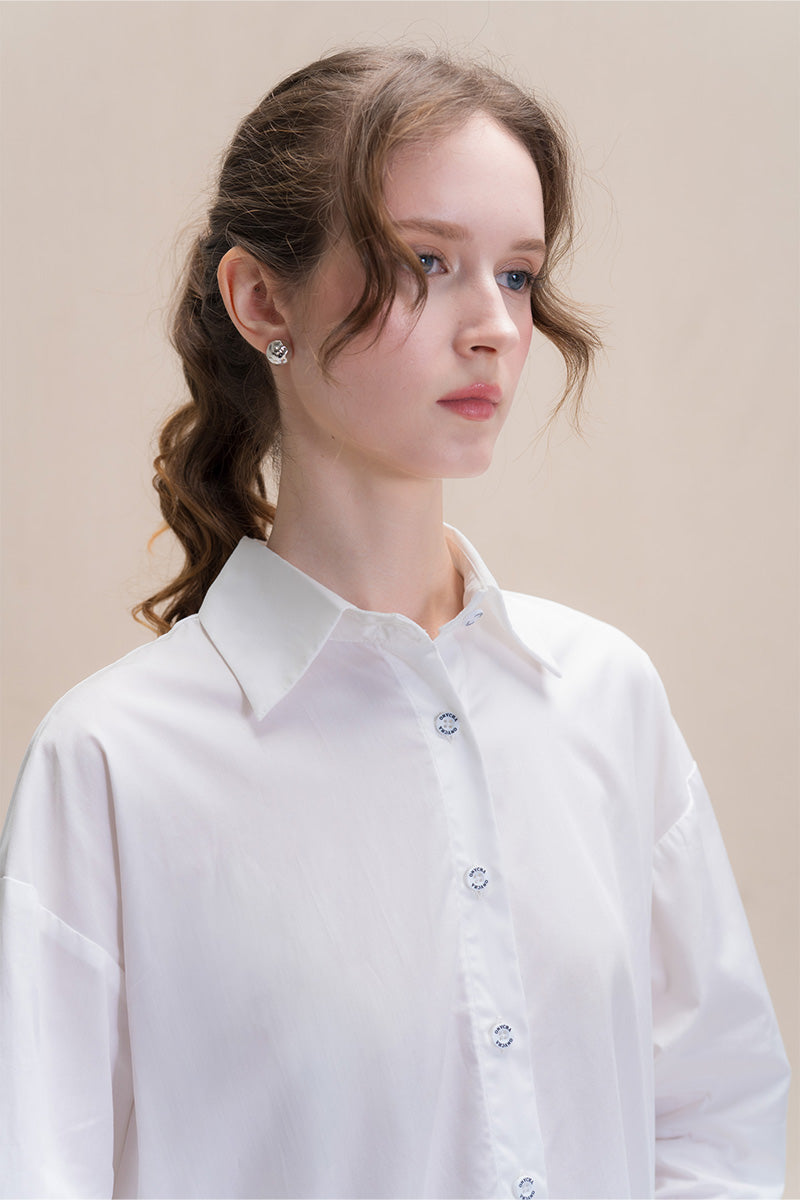 Shirt With Back Ties In White Tencel