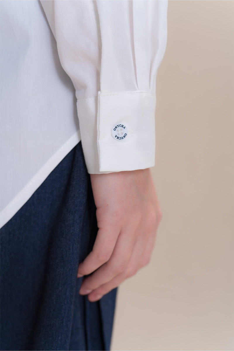 Shirt With Back Ties In White Tencel