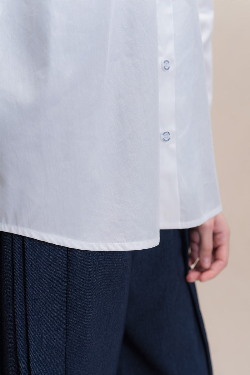 Shirt With Back Ties In White Tencel