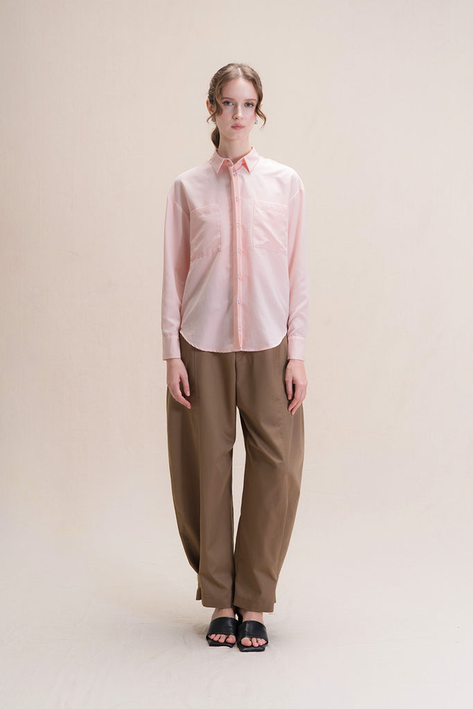 Shirt With Twisted Back Detail In Peach Pink