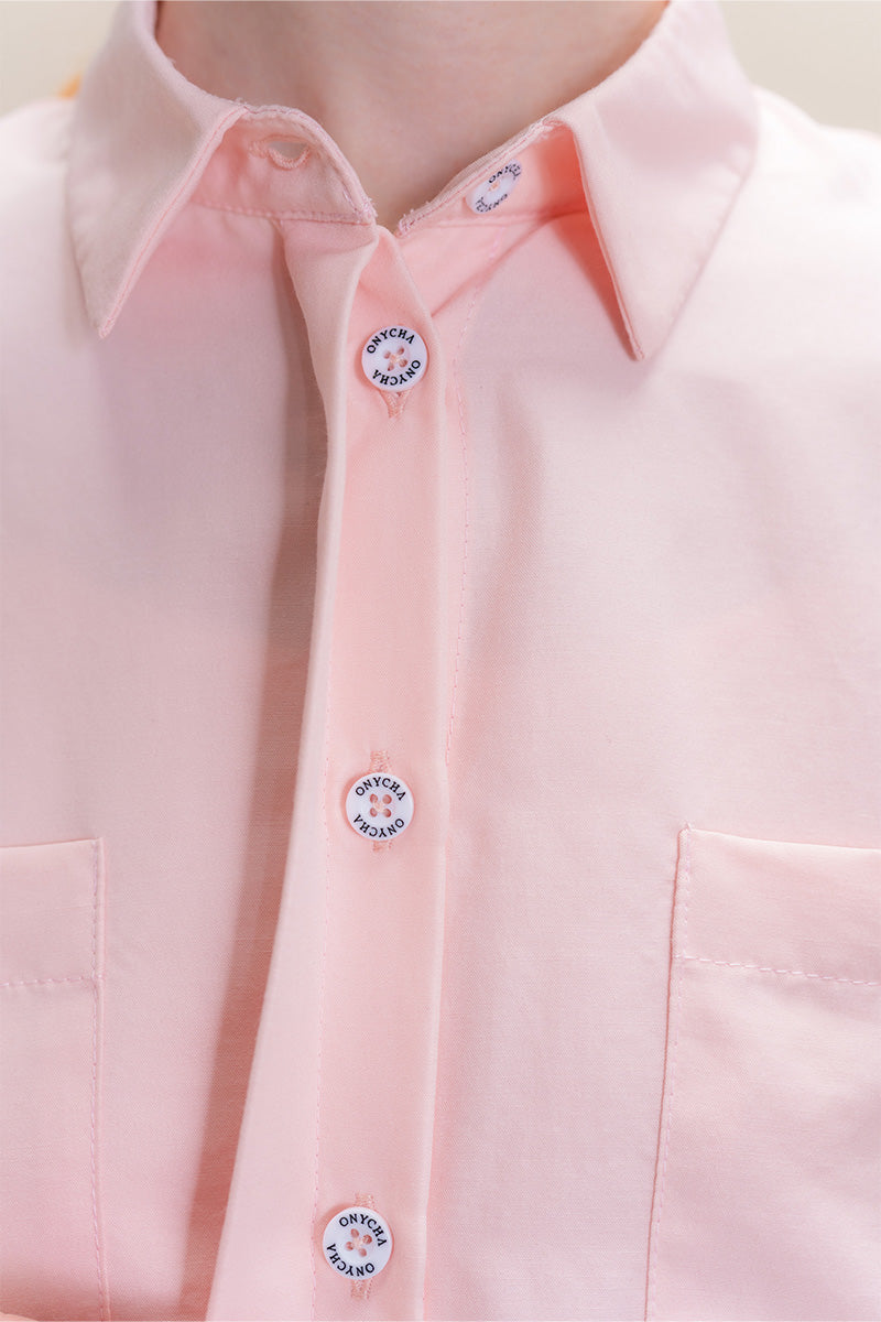 Shirt With Twisted Back Detail In Peach Pink