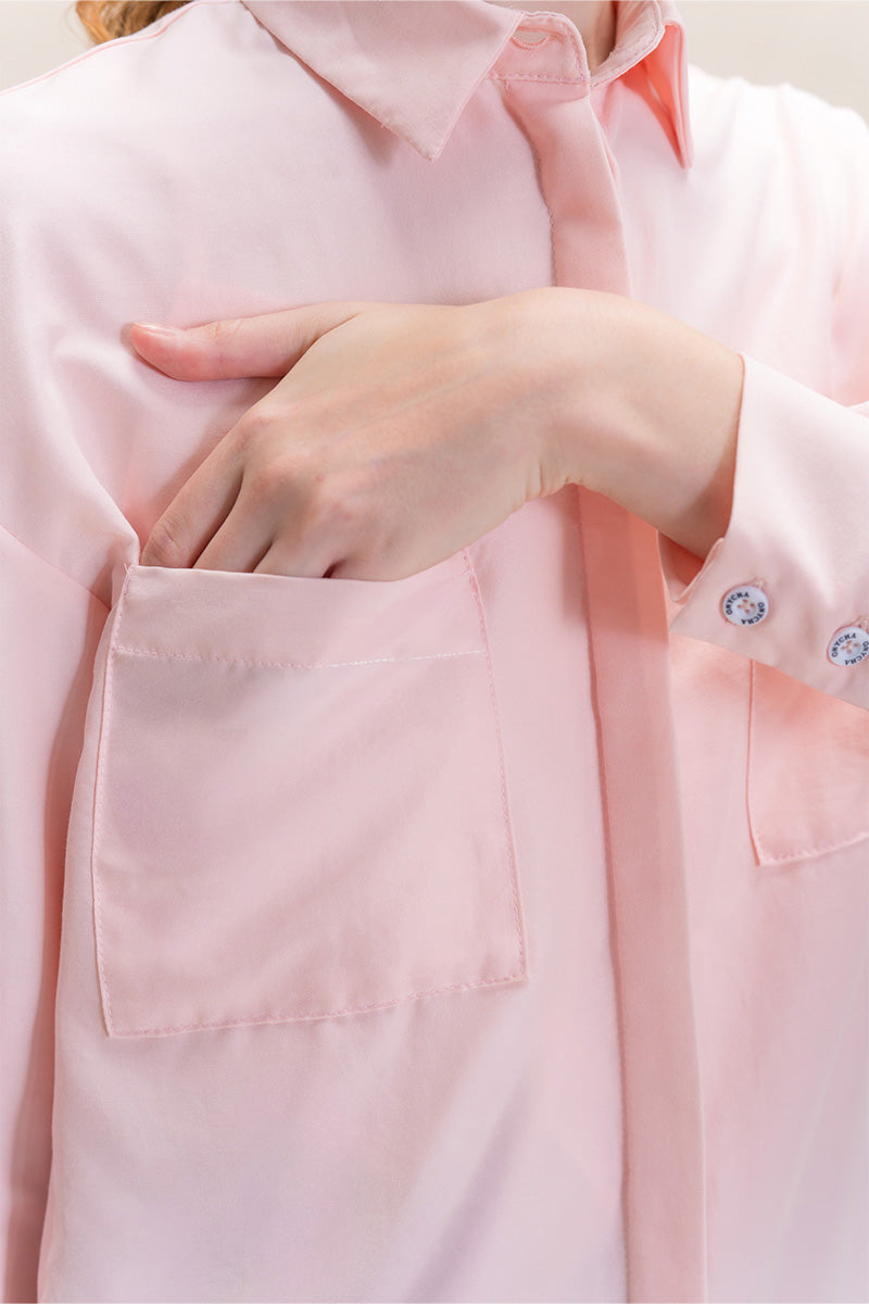 Shirt With Twisted Back Detail In Peach Pink