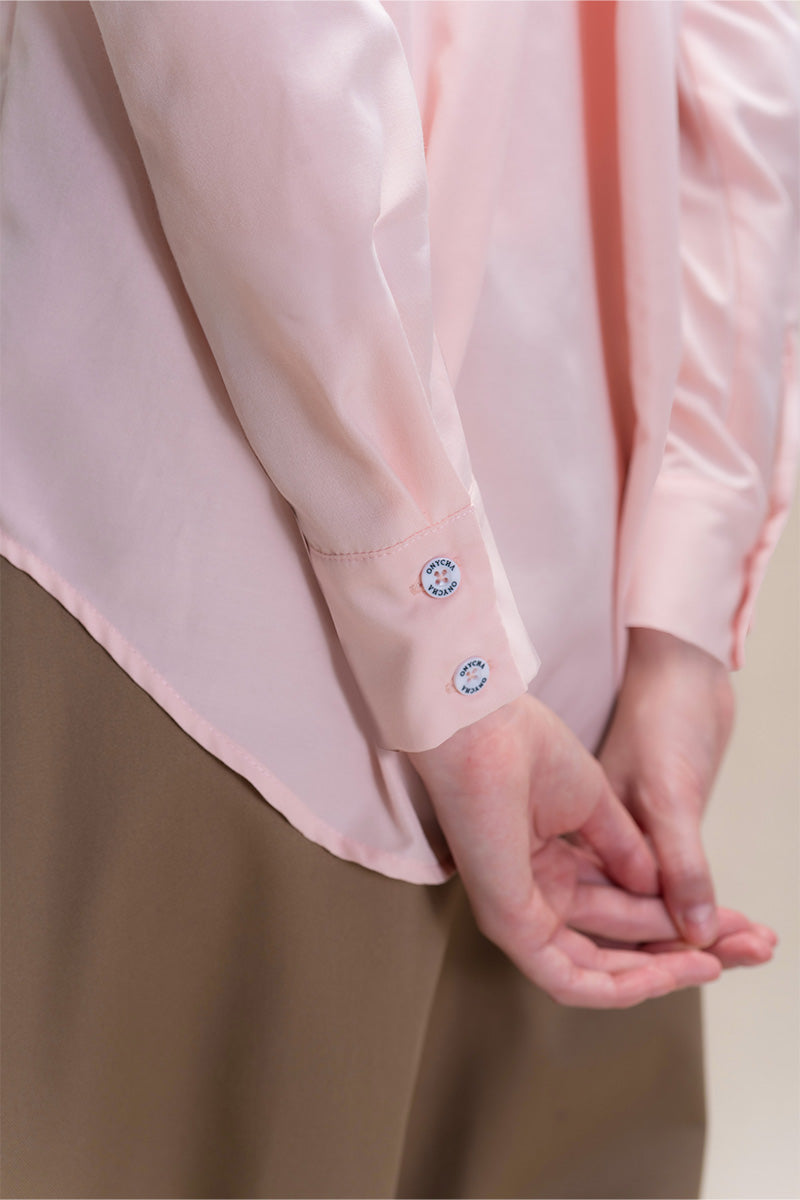 Shirt With Twisted Back Detail In Peach Pink
