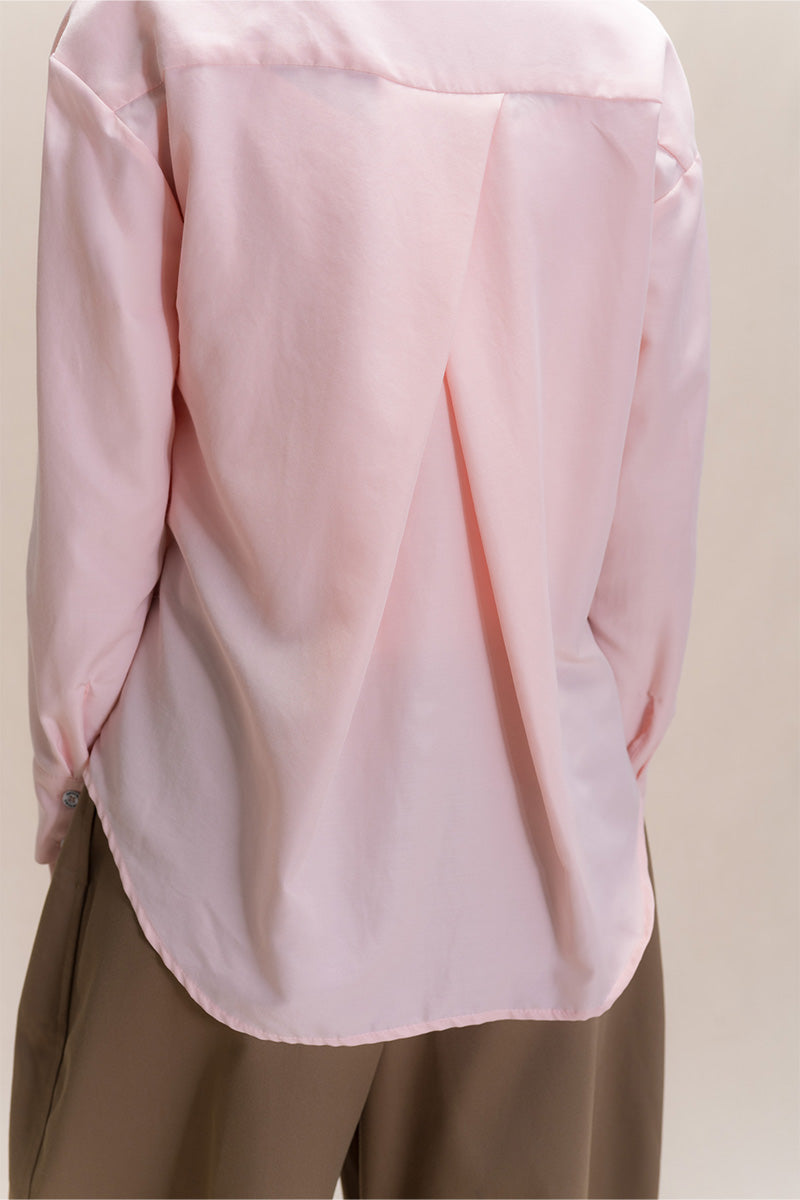 Shirt With Twisted Back Detail In Peach Pink