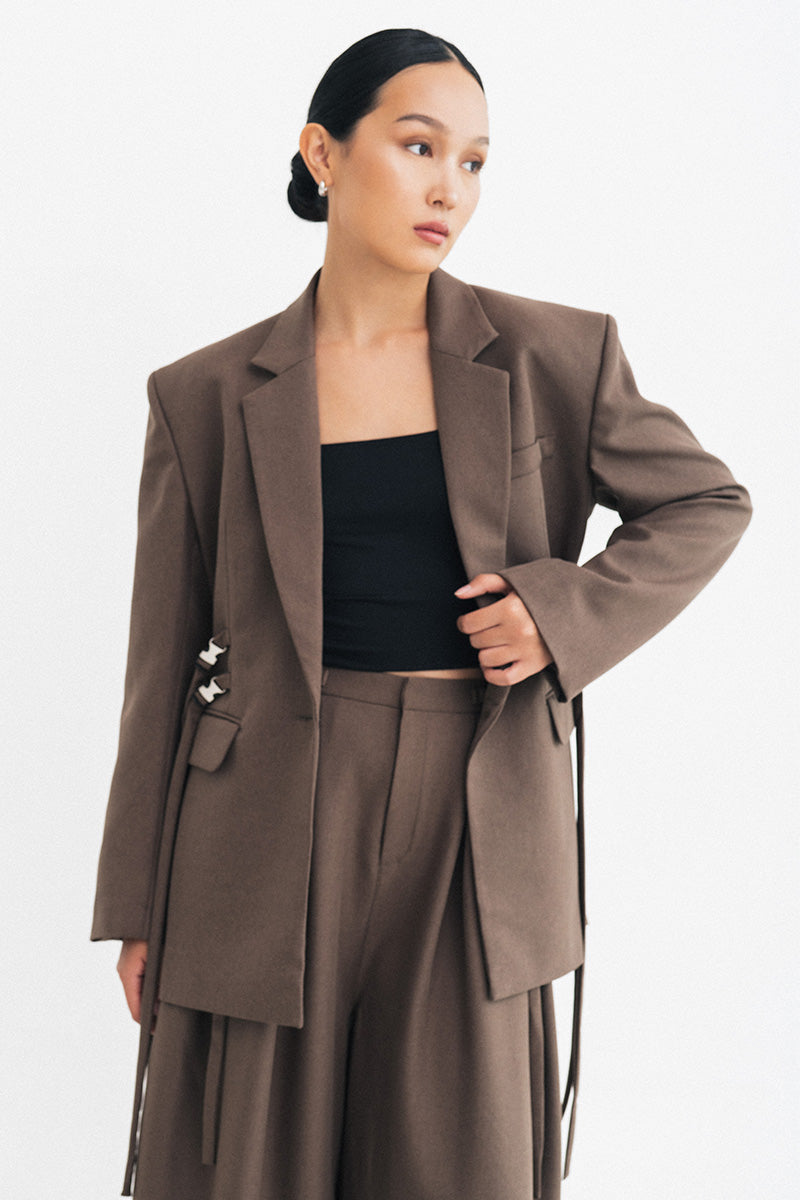 Buckle 15 Oversized Blazer In Dark Khaki