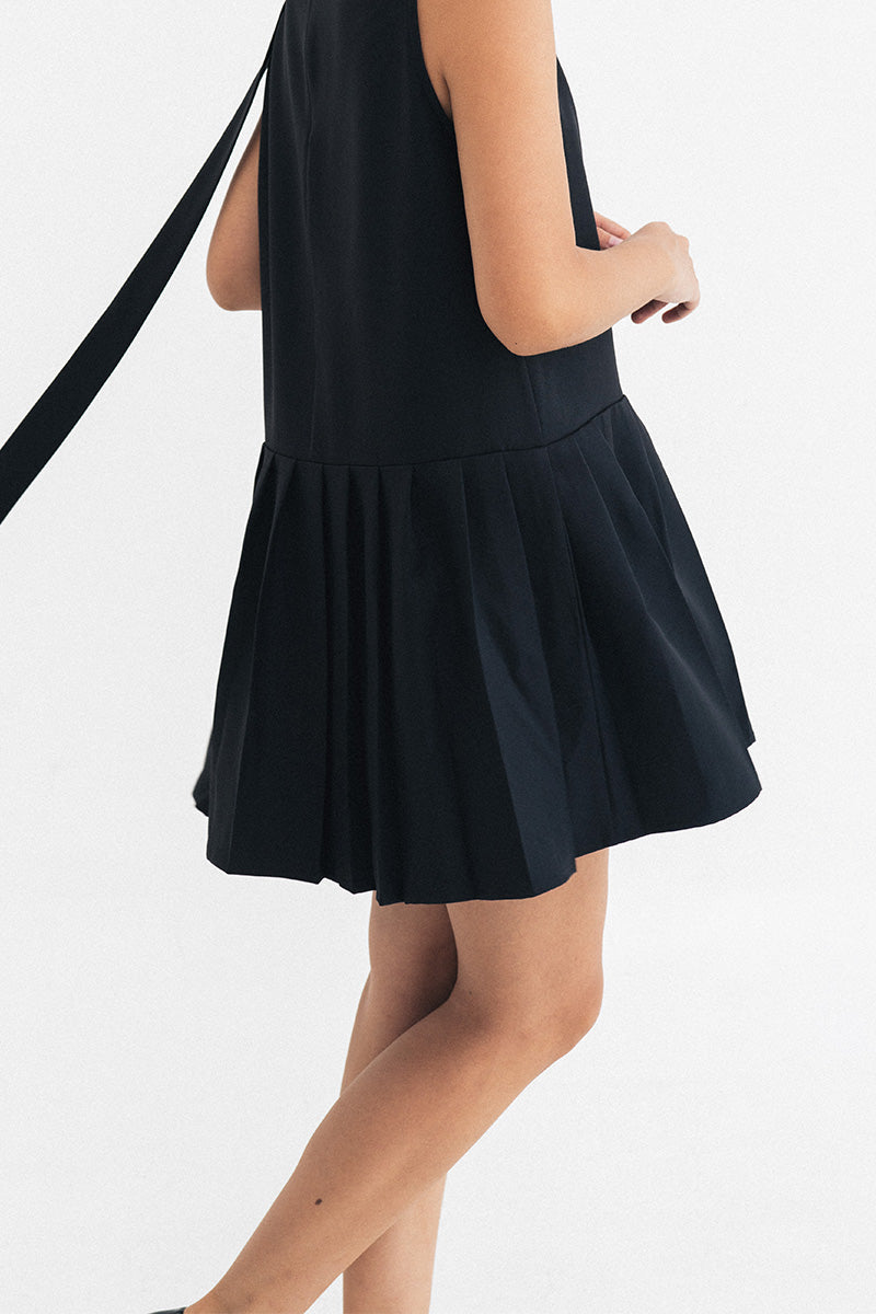 Ribbon Mini Dress In Black