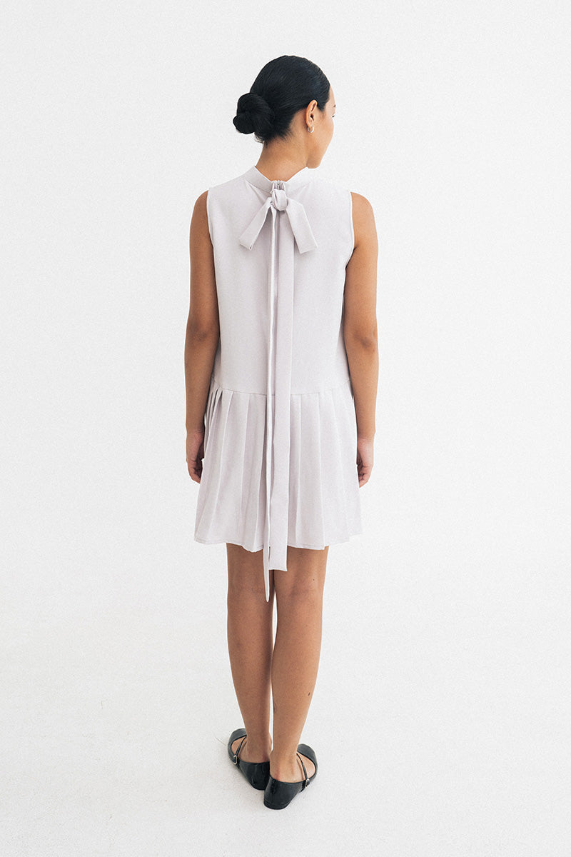 Ribbon Mini Dress In Light Grey