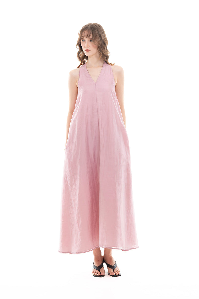 Halter Maxi Dress In Mauve Pink
