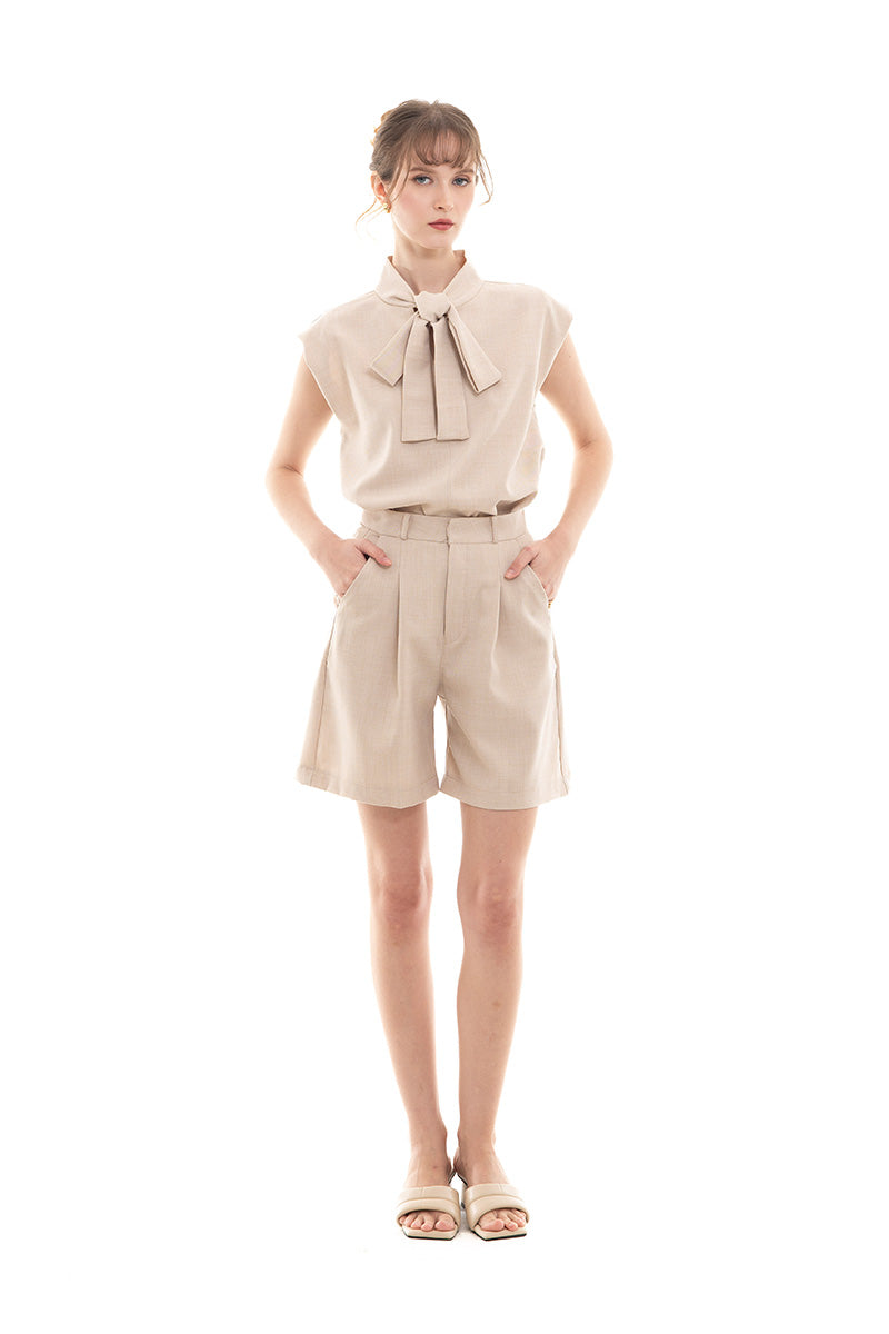 High-Rise Shorts In Beige